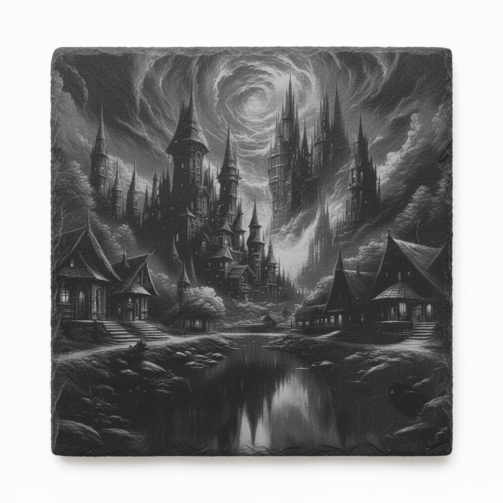 Castle Setting - Slate Engraving