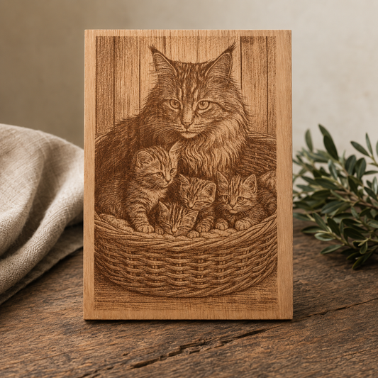 Pet Portraits Engraved On Wood - Bespoke