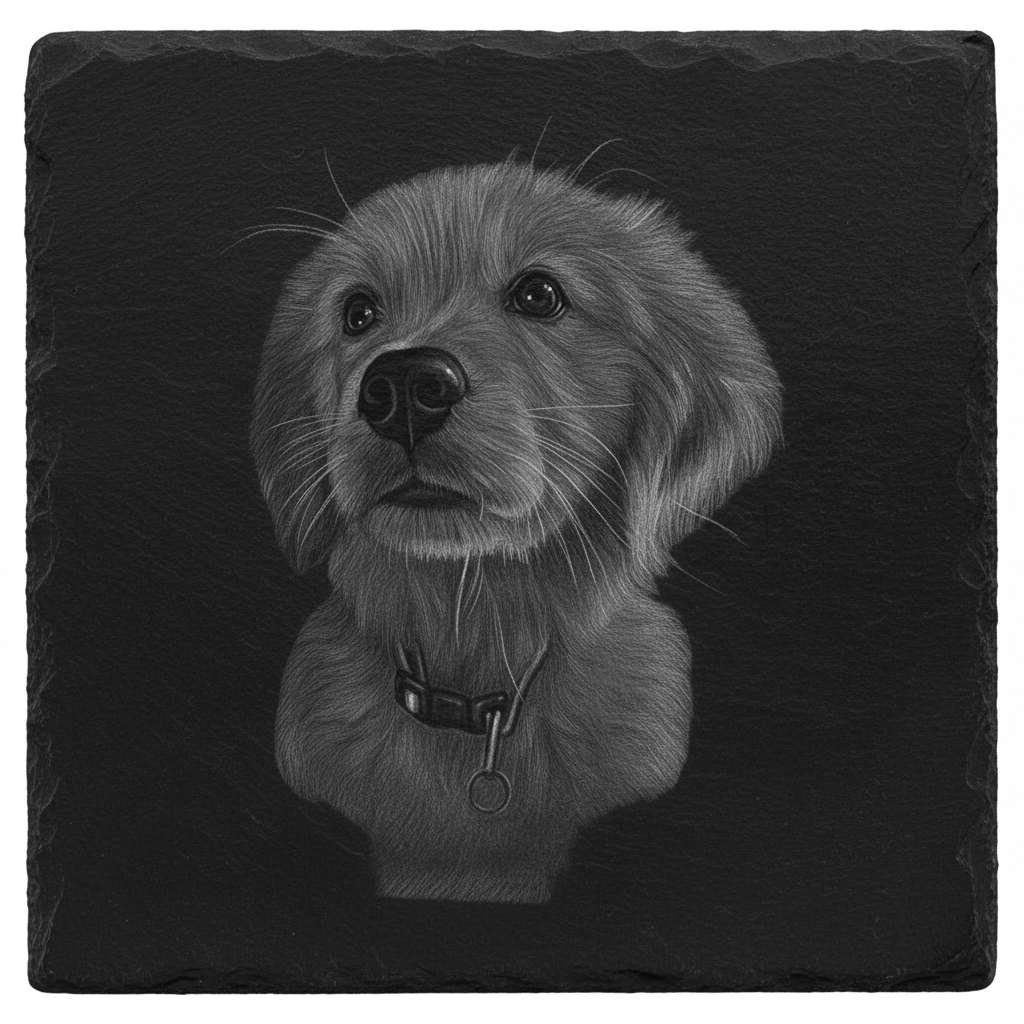 Pet Portrait Engraved On Slate
