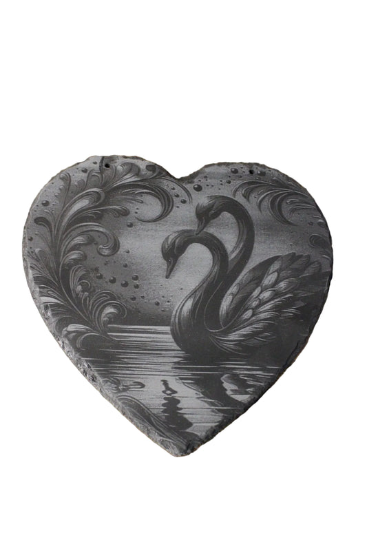 Swans In Love Engraved Slate