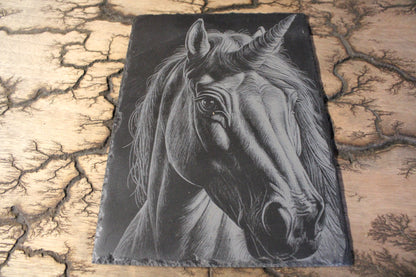 Unicorn Slate Engraving