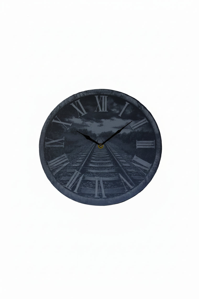 Steam Train Engraved Slate Clock Face