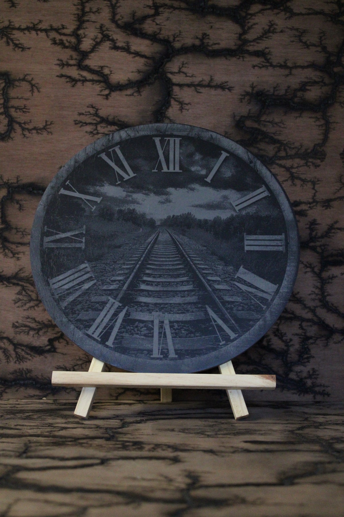 Train Track Clock - Slate Engraving