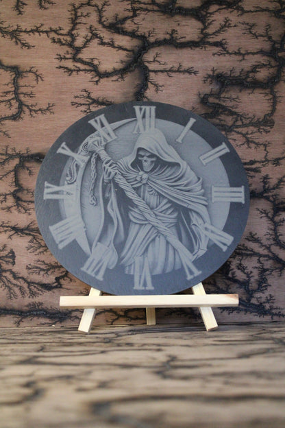 Grim Reaper Clock - Slate Engraving