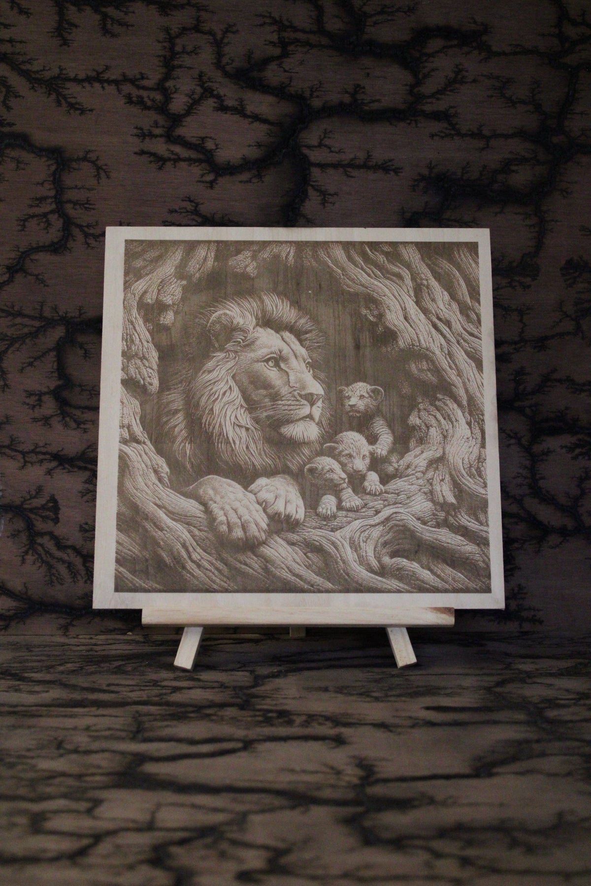 Lion's Den - Engraved Wood