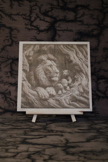 Lion's Den - Engraved Wood
