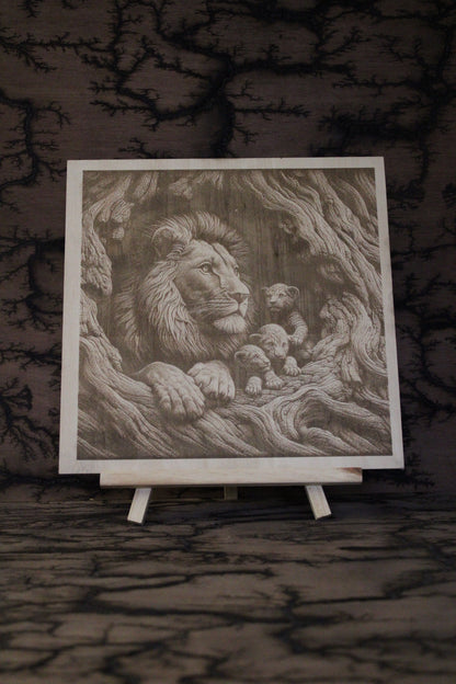 Lion's Den - Engraved Wood