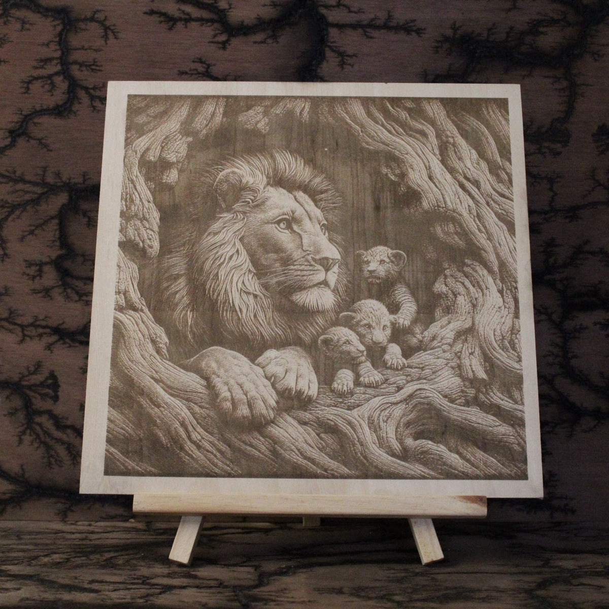 Lion's Den - Engraved Wood