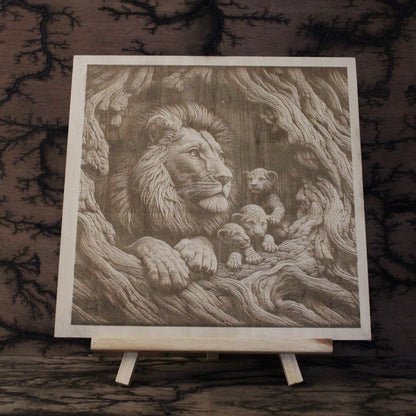 Lion's Den - Engraved Wood