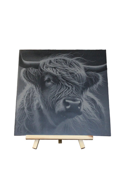 Highland Cow Engraved Slate
