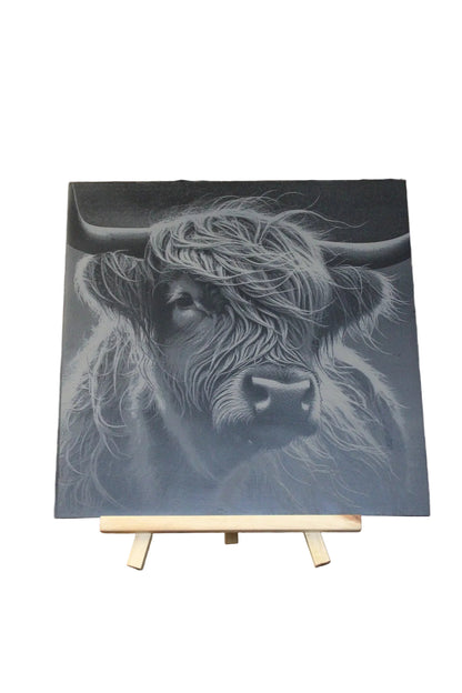 Highland Cow Engraved Slate