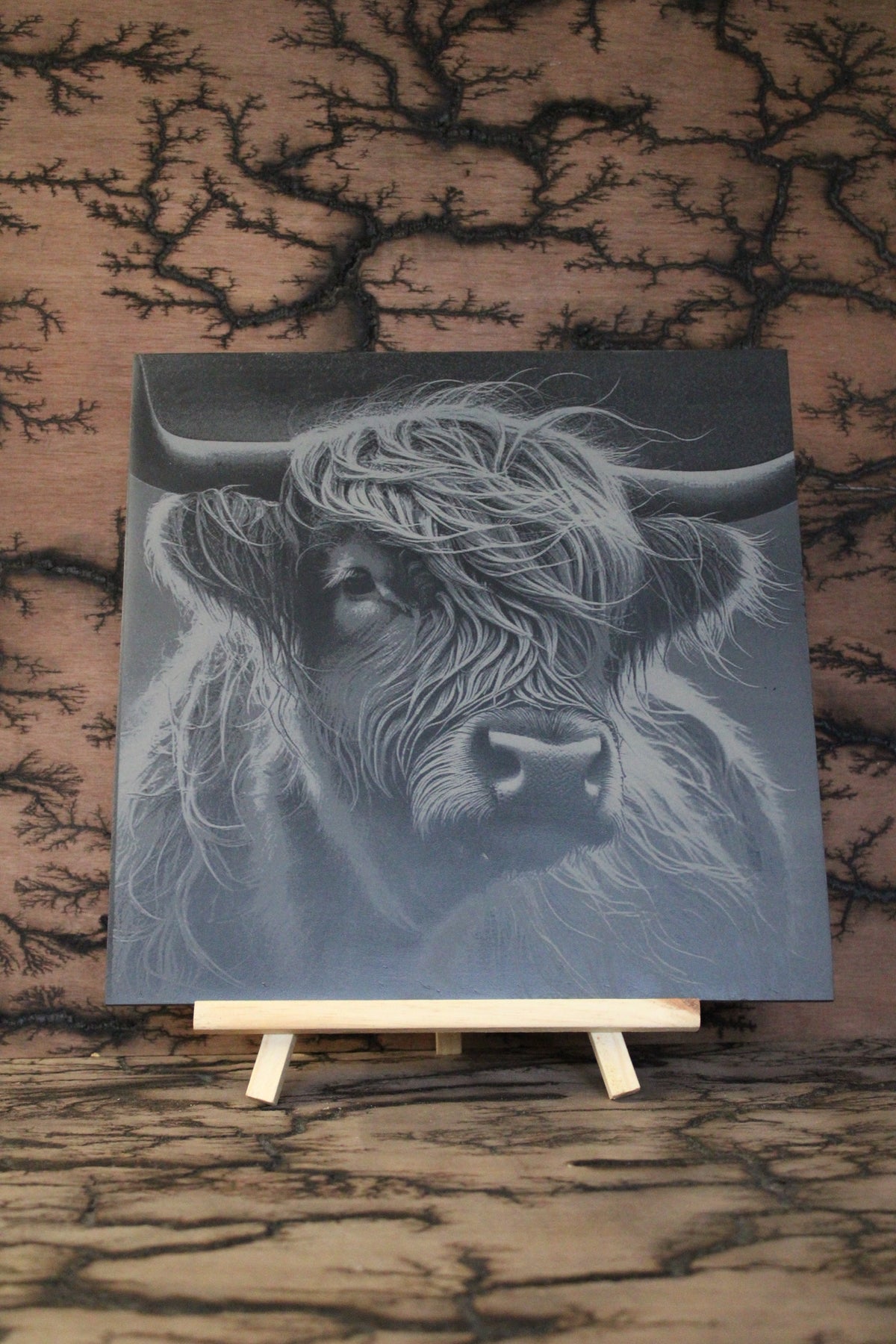 Highland Cow Engraved Slate