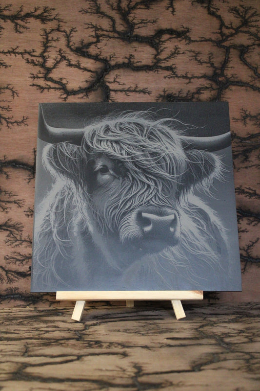 Highland Cow Engraved Slate