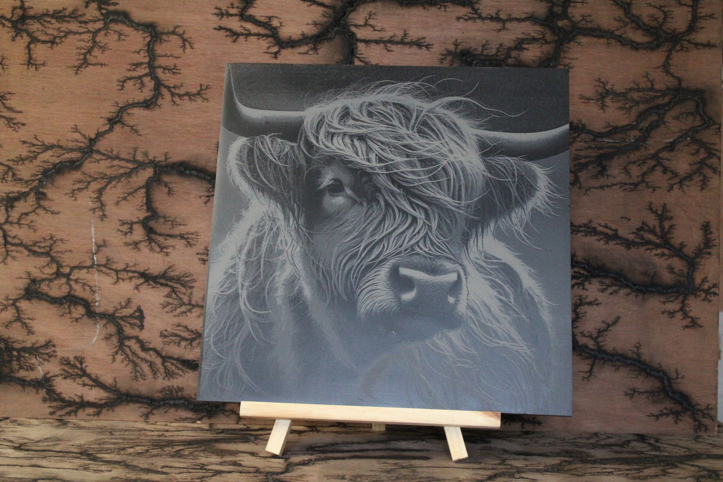 Highland Cow Engraved Slate