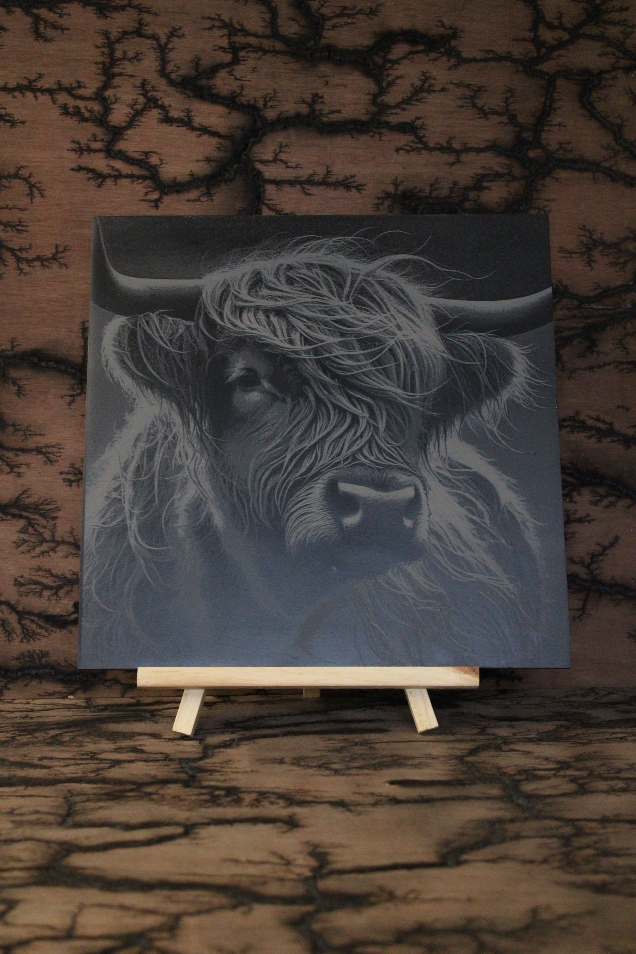 Highland Cow Engraved Slate