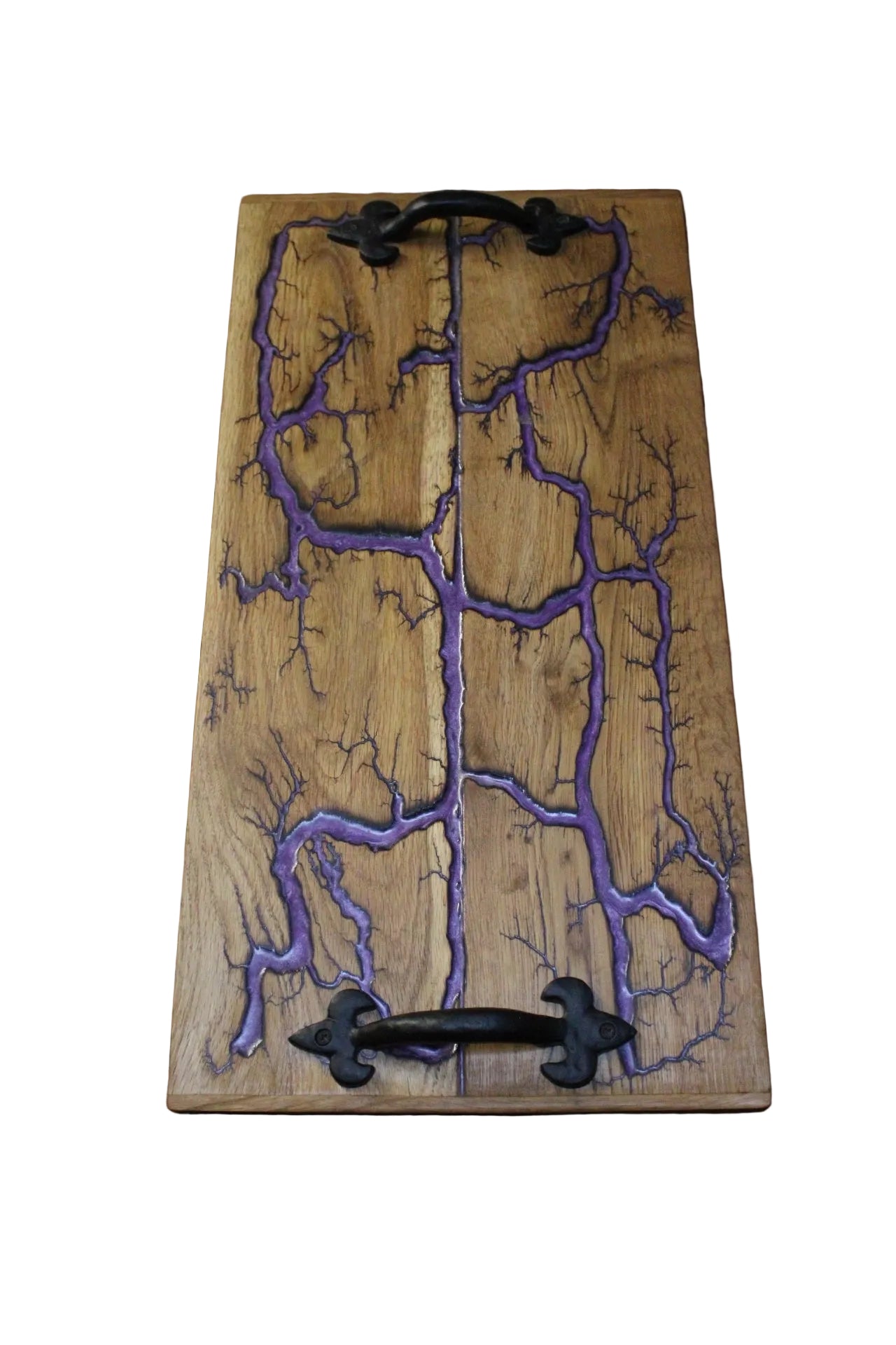 Reclaimed Oak Purple Lichtenberg Tray - Photo Luminescent
