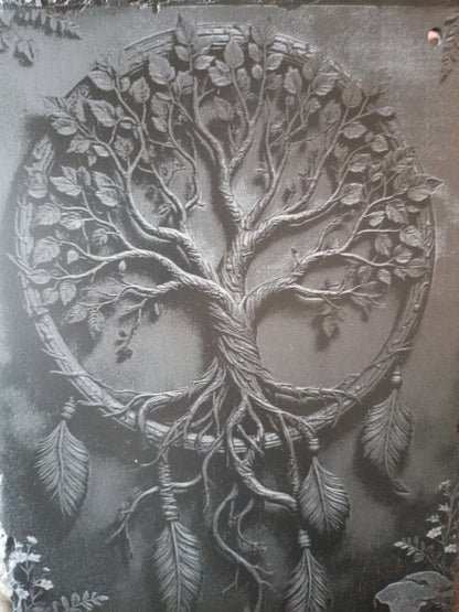 Tree of Life Engraved Slate Wall Hanging Art