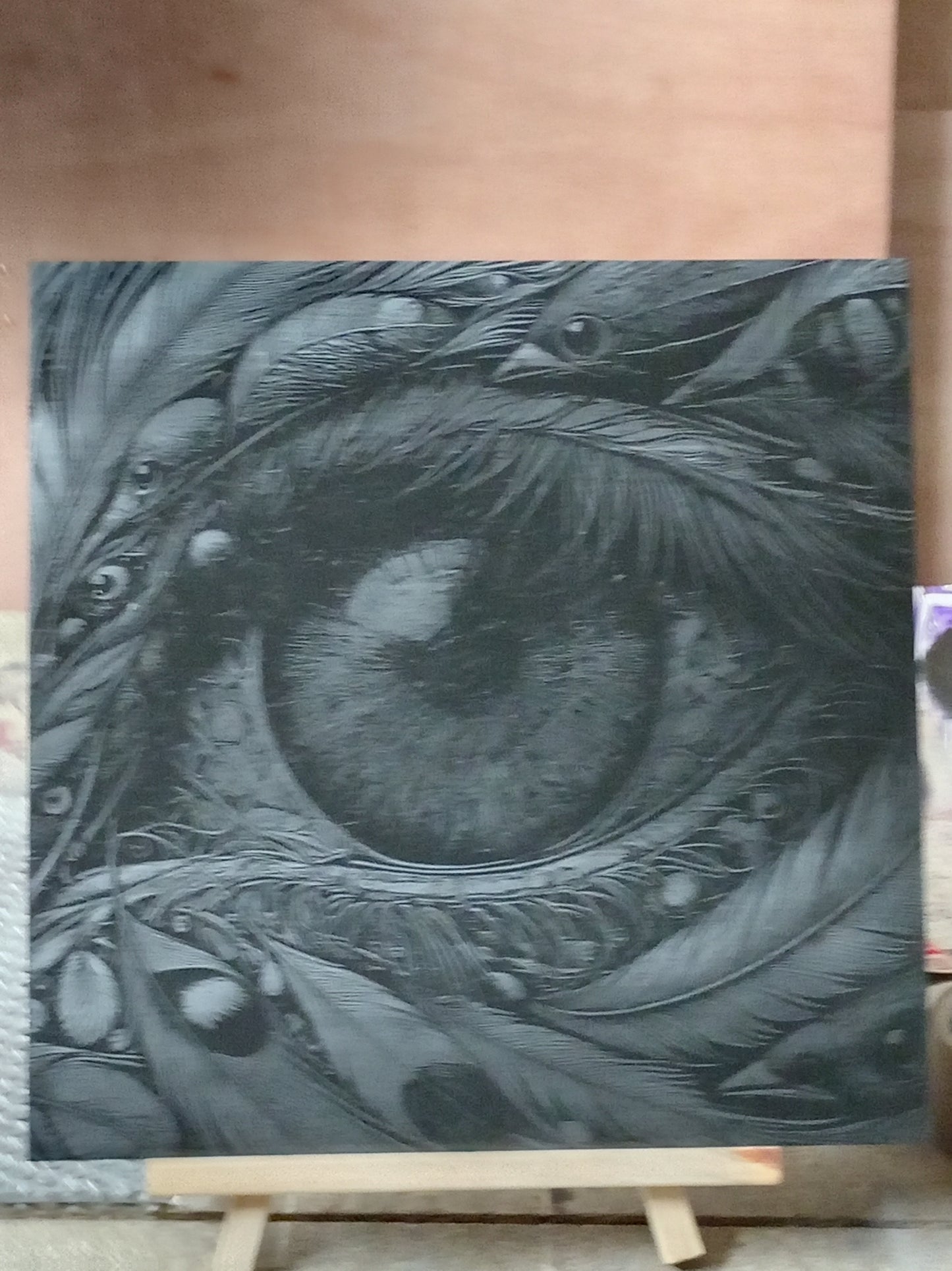 Large Unique Heavily Detailed Eye Engraved Slate