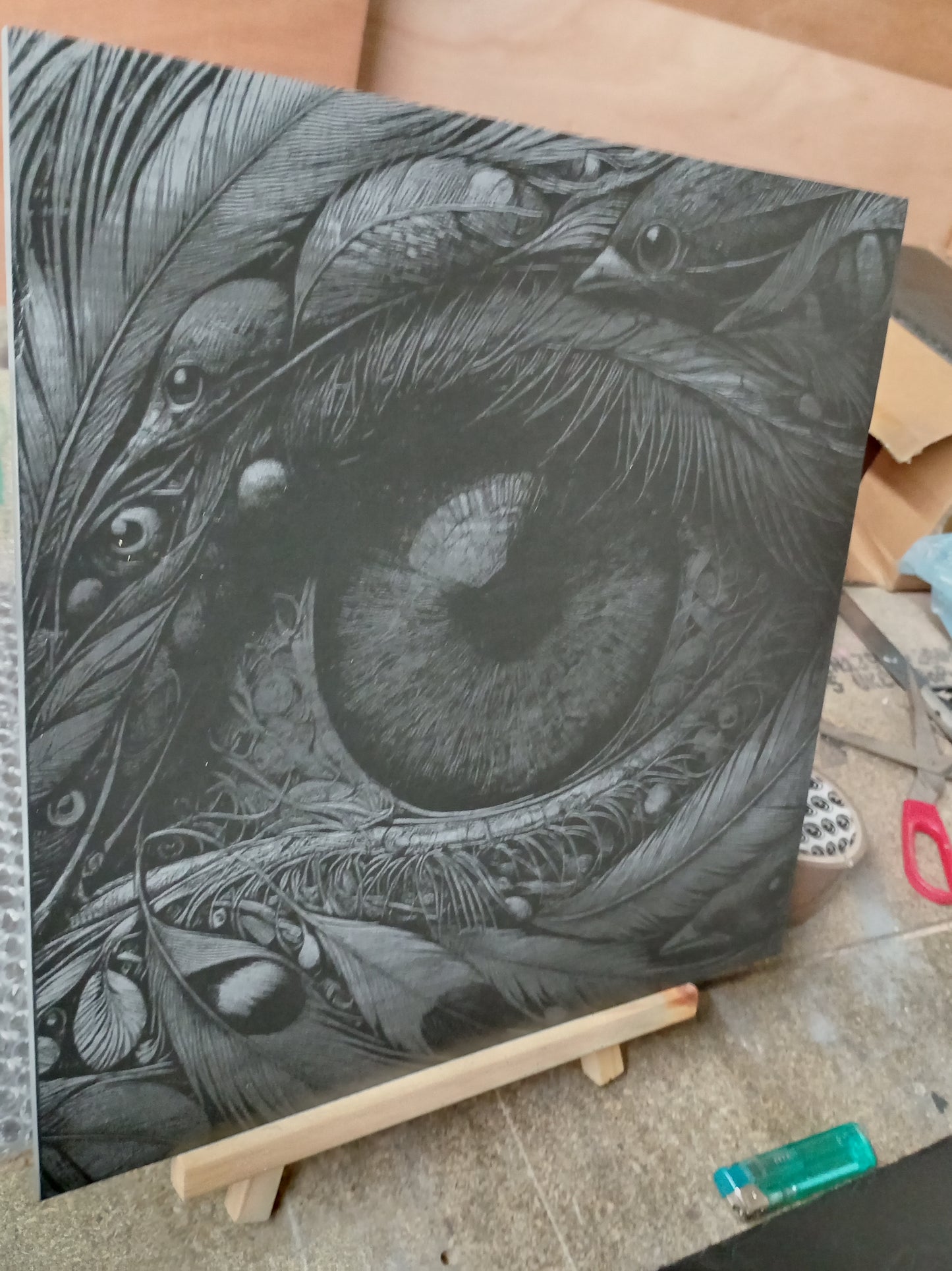 Large Unique Heavily Detailed Eye Engraved Slate