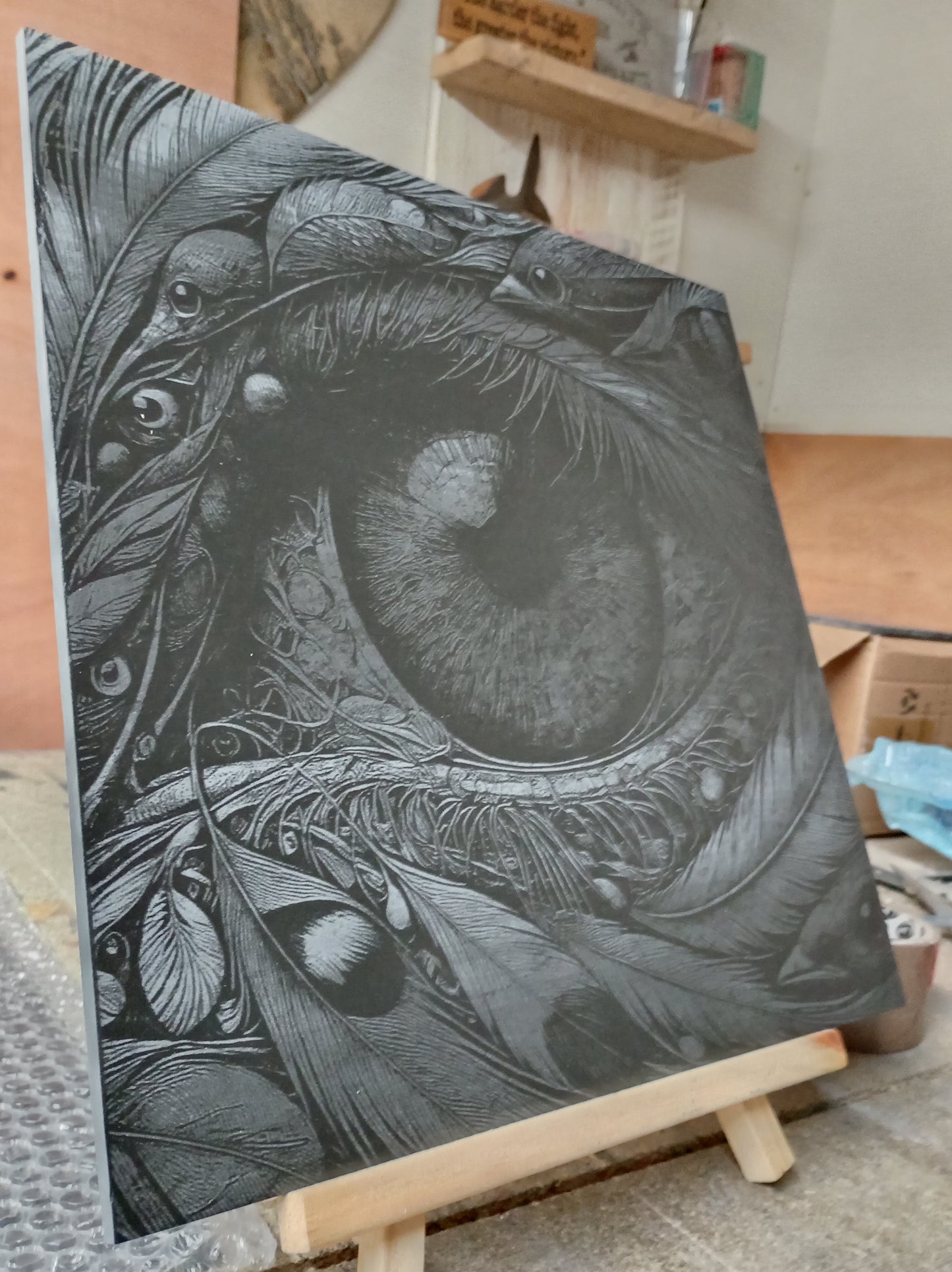 Large Unique Heavily Detailed Eye Engraved Slate