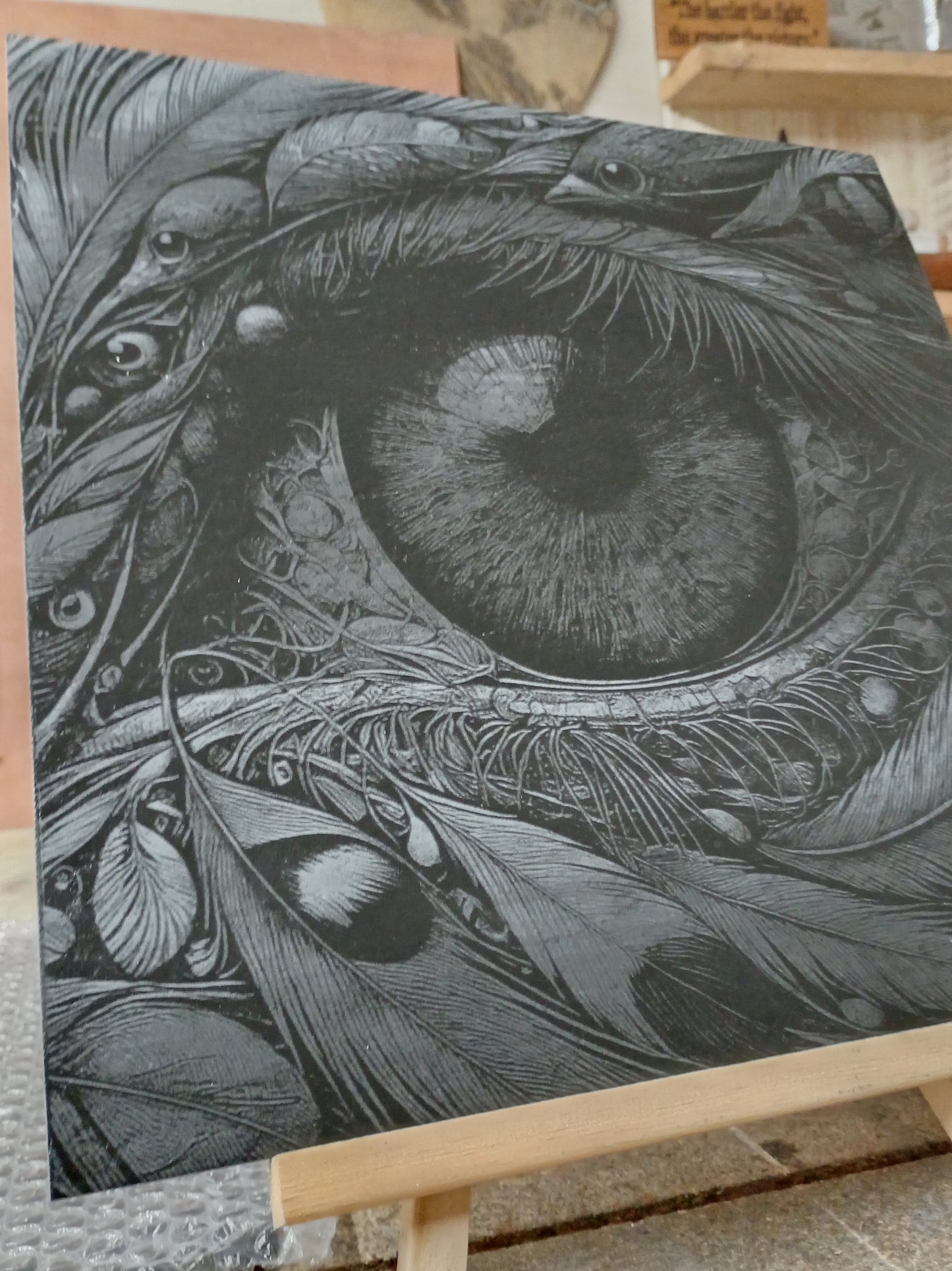 Large Unique Heavily Detailed Eye Engraved Slate