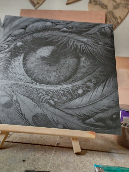Large Unique Heavily Detailed Eye Engraved Slate