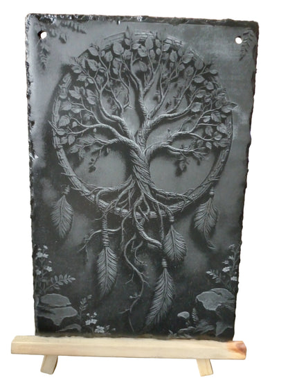 Tree of Life Engraved Slate Wall Hanging Art