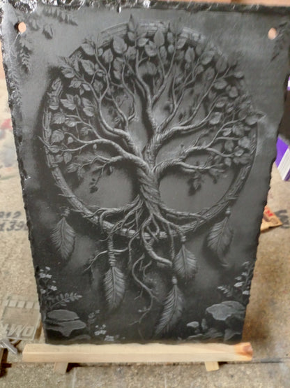 Tree of Life Engraved Slate Wall Hanging Art