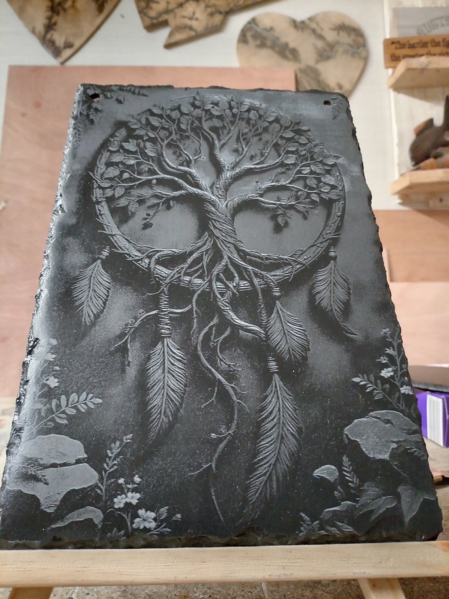 Tree of Life Engraved Slate Wall Hanging Art