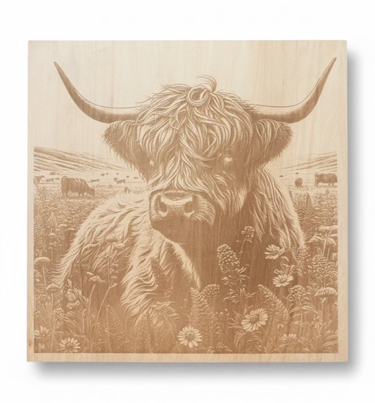 Highland Cow - Engraved Wood