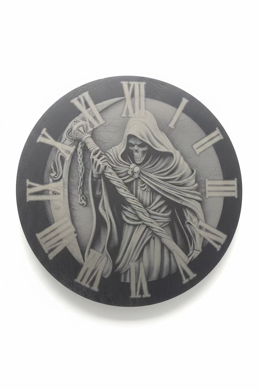 Grim Reaper Clock - Slate Engraving