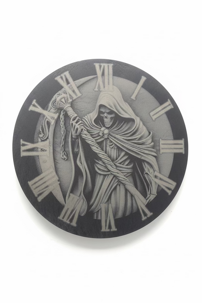 Grim Reaper Clock - Slate Engraving