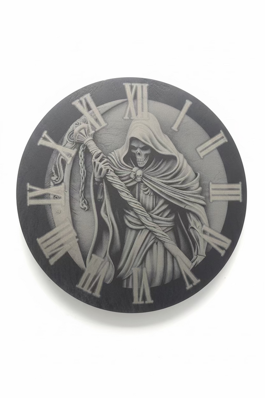 Grim Reaper Clock - Slate Engraving