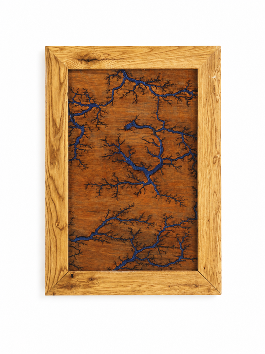 Lichtenberg Wall Art Blue Resin