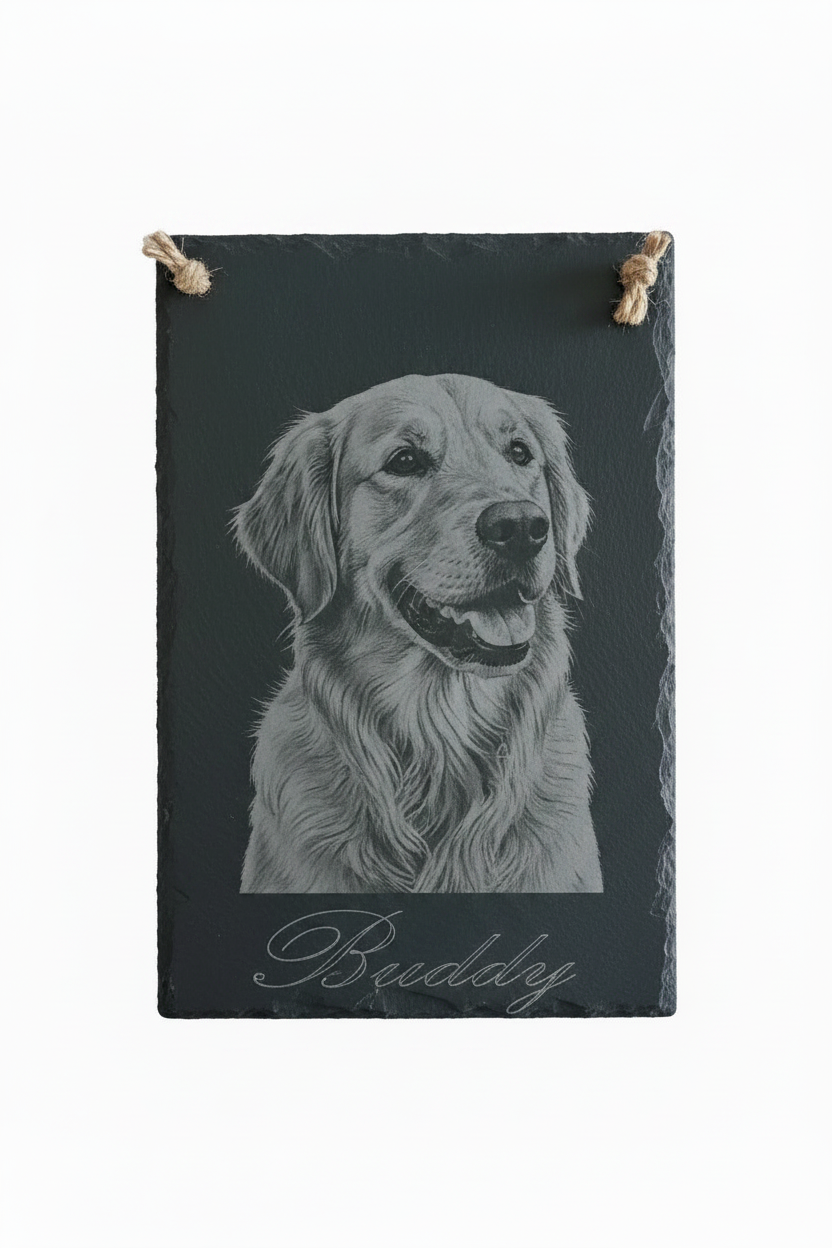 Pet Portrait Engraved On Slate