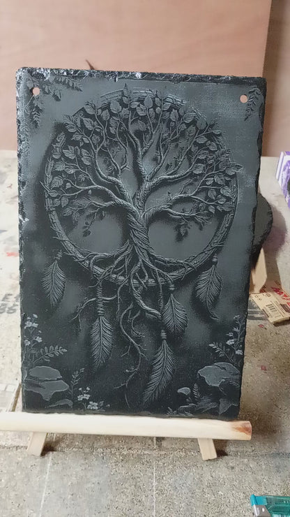 Tree of Life Engraved Slate Wall Hanging Art