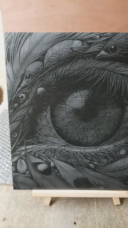 Large Unique Heavily Detailed Eye Engraved Slate
